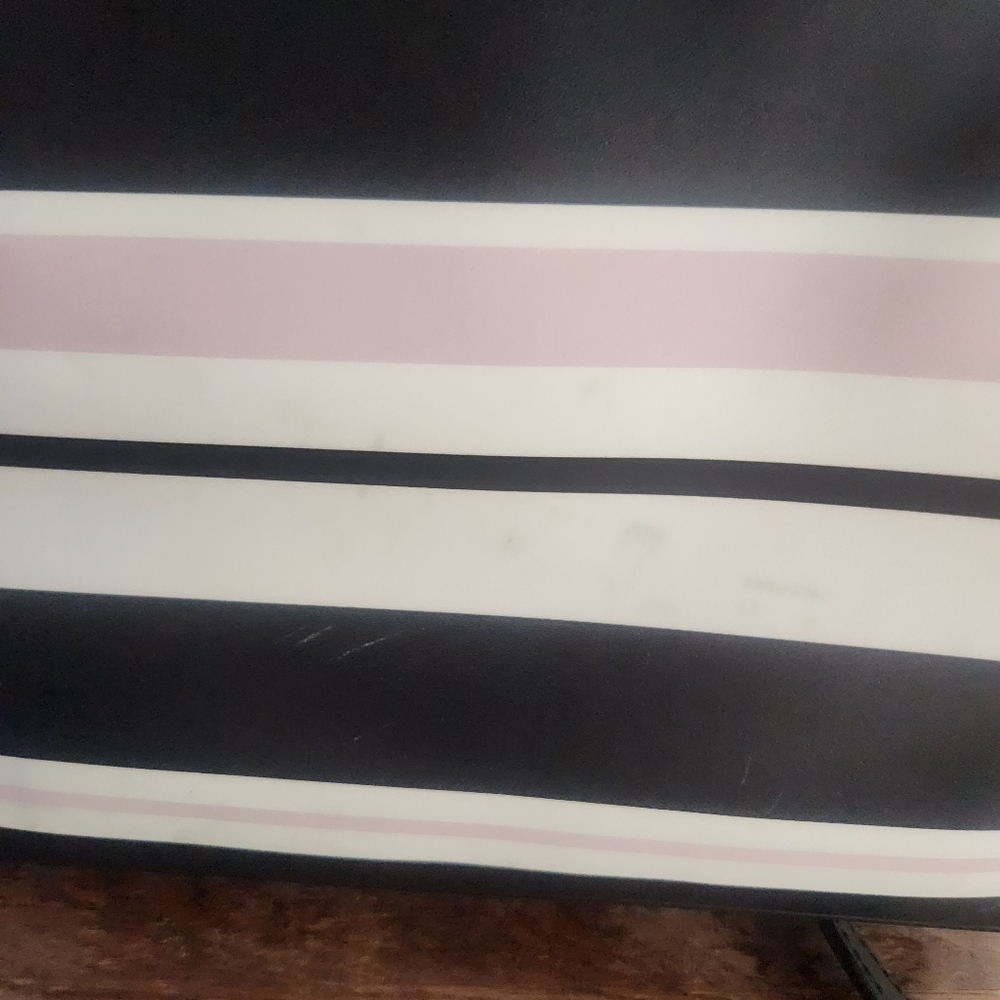 Kate Spade Crossbody Domed Purse Black And Pink Striped Saffiano Leather Wrislet - Picture 6 of 16